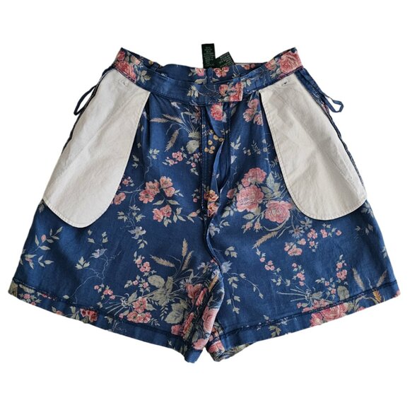 Ralph Lauren Vintage 100% Linen Floral Shorts | EUC | 8P | Blue, Multicolor - Picture 5 of 12